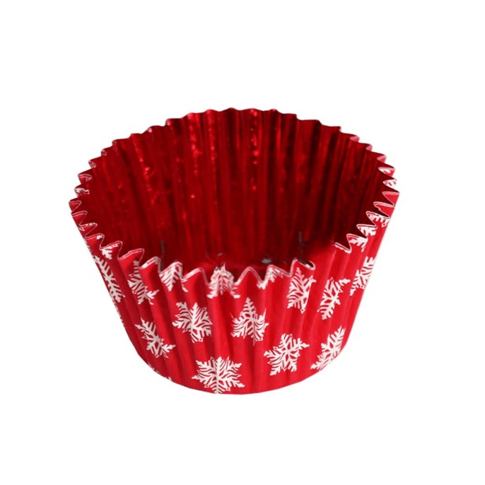 Papilotki aluminiowe do muffinek Polka Zimowa Czerwona 90szt.