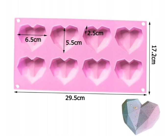 Forma silikonowa do monoporcji SERDUSZKA GEOMETRYCZNE