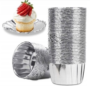 Papilotki aluminiowe do muffinek Srebrne 50szt.